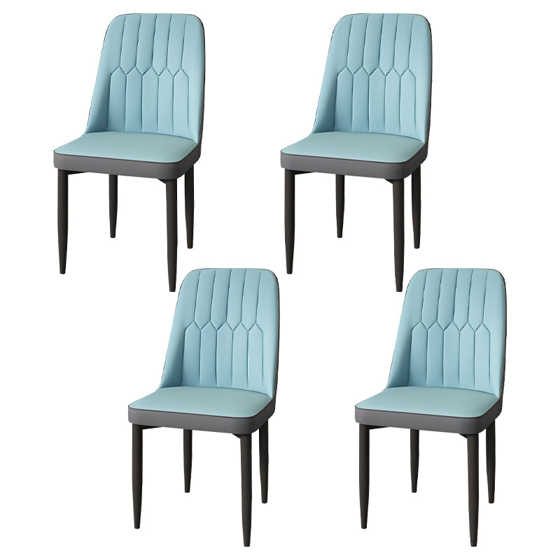 Modern Backrest Armless Cushion Chair with Metal Legs for Dining Room