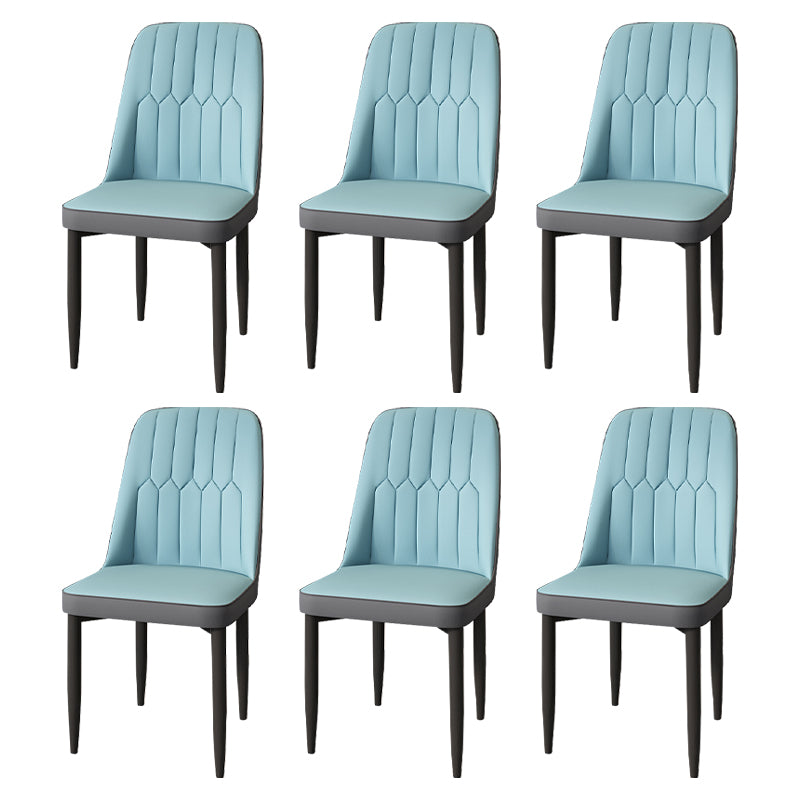Modern Backrest Armless Cushion Chair with Metal Legs for Dining Room