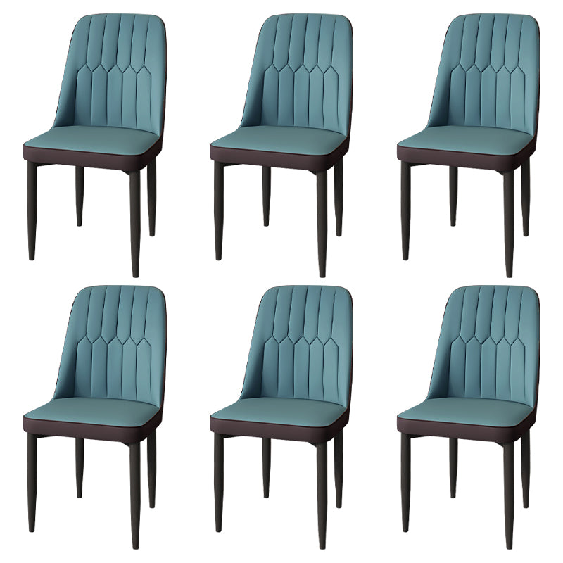 Modern Backrest Armless Cushion Chair with Metal Legs for Dining Room