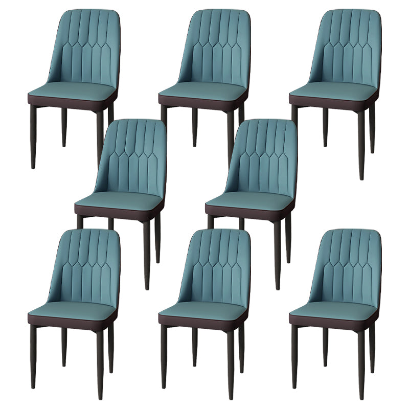 Modern Backrest Armless Cushion Chair with Metal Legs for Dining Room
