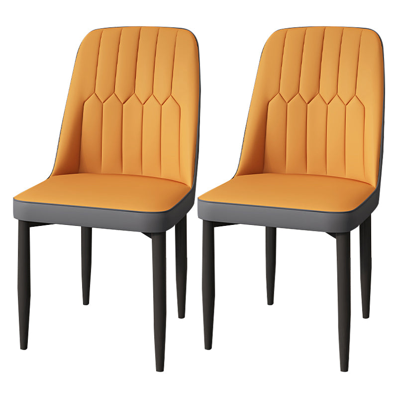 Modern Backrest Armless Cushion Chair with Metal Legs for Dining Room