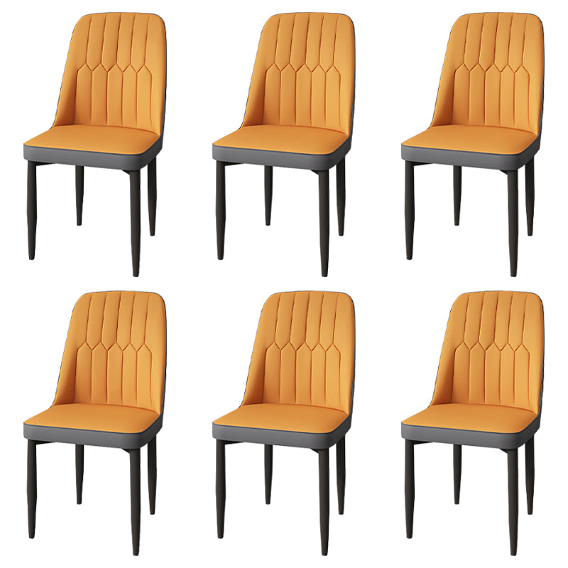 Modern Backrest Armless Cushion Chair with Metal Legs for Dining Room