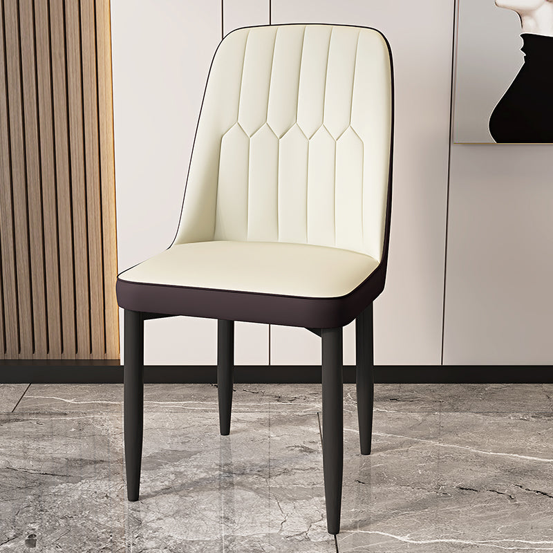 Modern Backrest Armless Cushion Chair with Metal Legs for Dining Room