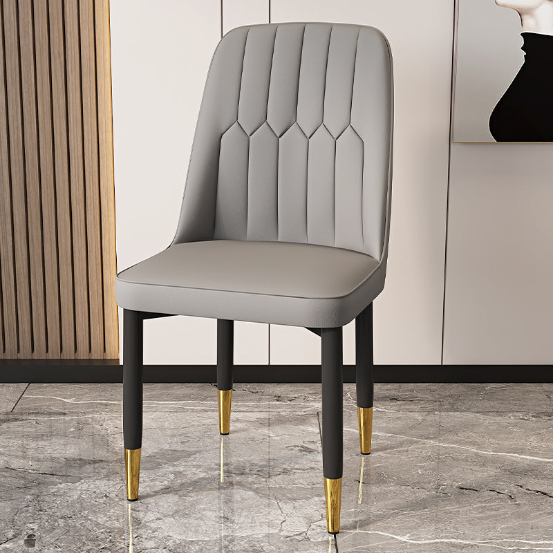 Modern Backrest Armless Cushion Chair with Metal Legs for Dining Room