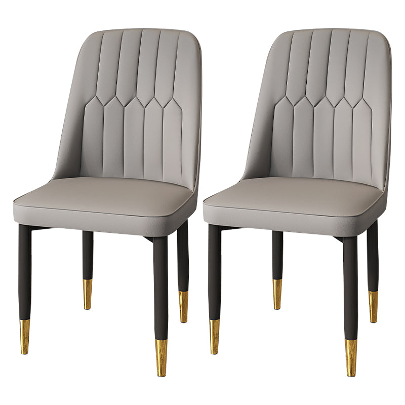 Modern Backrest Armless Cushion Chair with Metal Legs for Dining Room