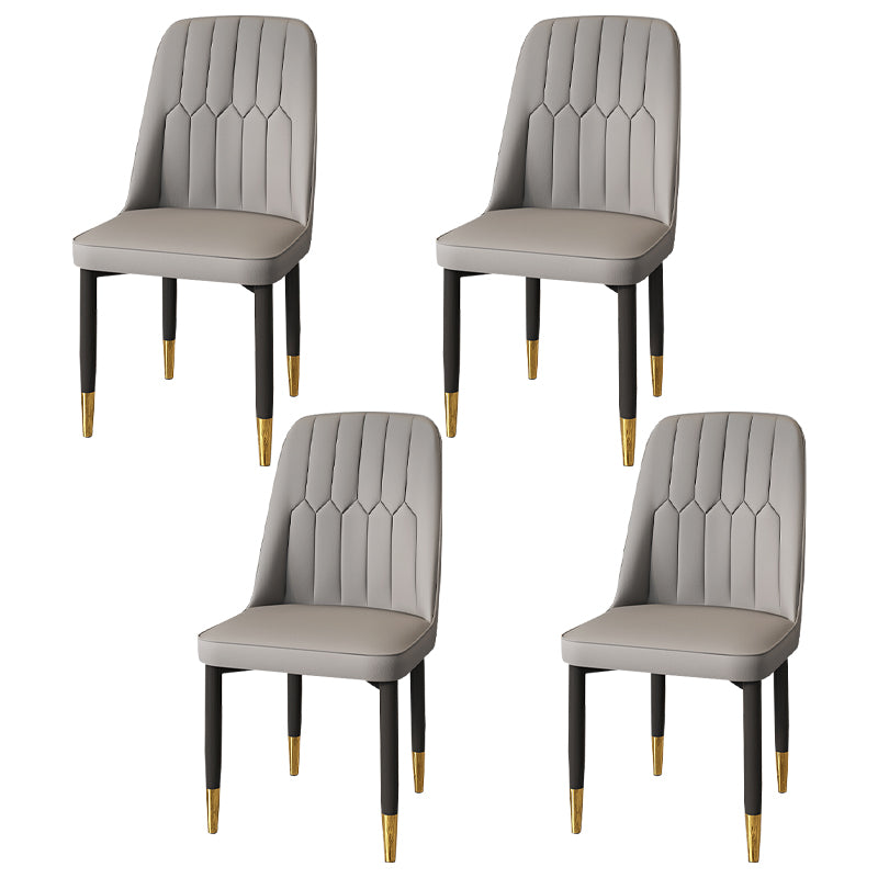 Modern Backrest Armless Cushion Chair with Metal Legs for Dining Room