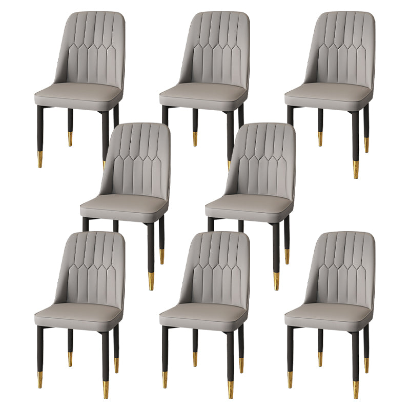 Modern Backrest Armless Cushion Chair with Metal Legs for Dining Room
