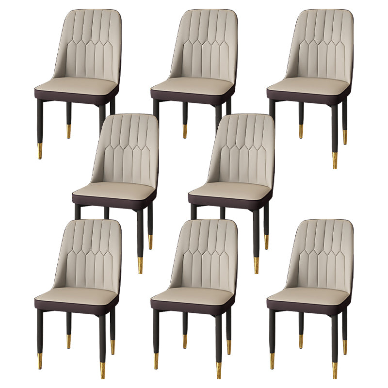 Modern Backrest Armless Cushion Chair with Metal Legs for Dining Room
