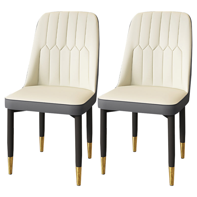 Modern Backrest Armless Cushion Chair with Metal Legs for Dining Room