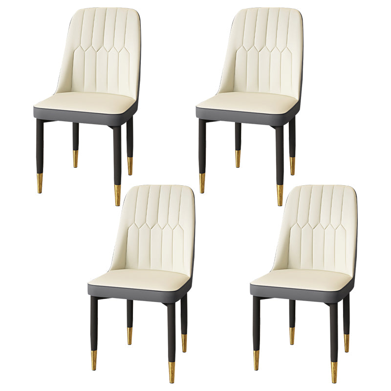Modern Backrest Armless Cushion Chair with Metal Legs for Dining Room