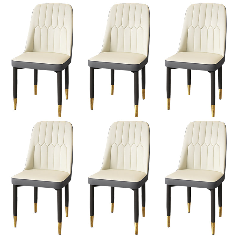Modern Backrest Armless Cushion Chair with Metal Legs for Dining Room