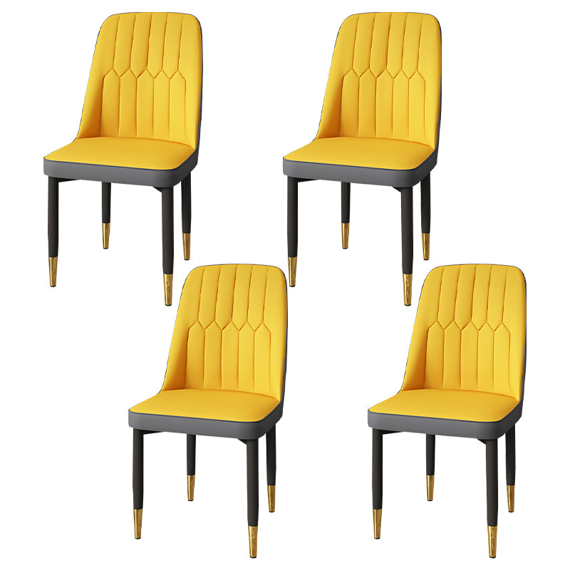 Modern Backrest Armless Cushion Chair with Metal Legs for Dining Room