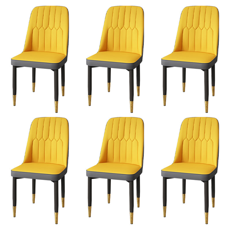 Modern Backrest Armless Cushion Chair with Metal Legs for Dining Room