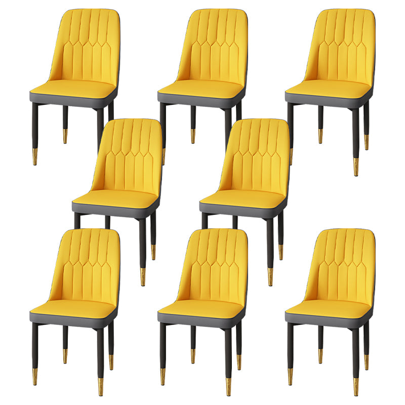 Modern Backrest Armless Cushion Chair with Metal Legs for Dining Room