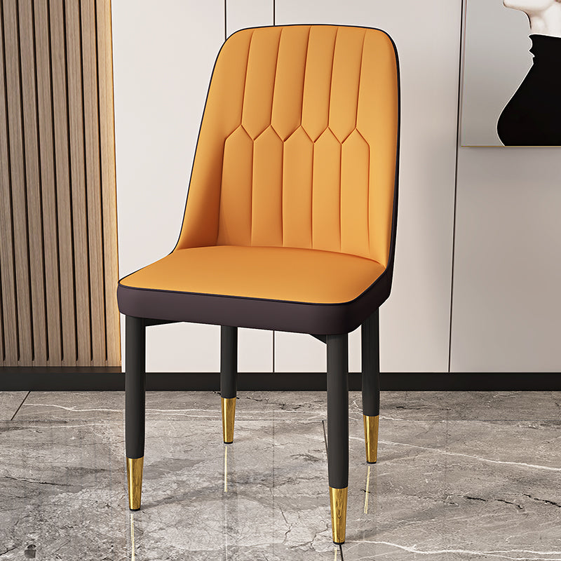 Modern Backrest Armless Cushion Chair with Metal Legs for Dining Room