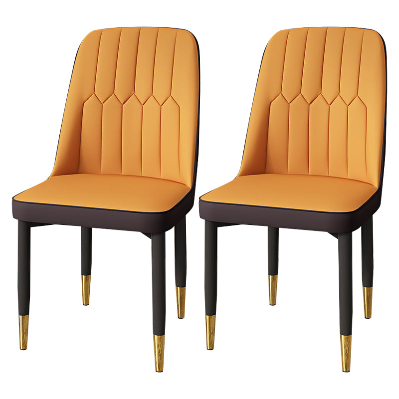 Modern Backrest Armless Cushion Chair with Metal Legs for Dining Room