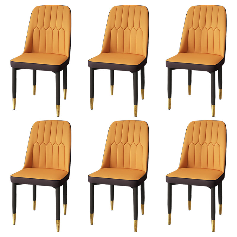 Modern Backrest Armless Cushion Chair with Metal Legs for Dining Room