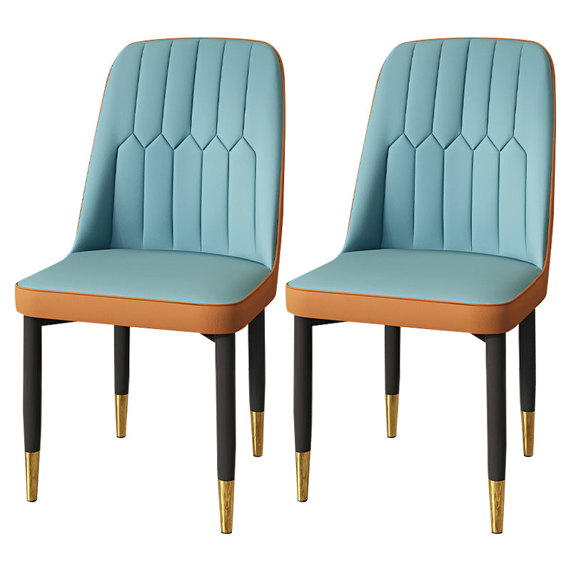 Modern Backrest Armless Cushion Chair with Metal Legs for Dining Room