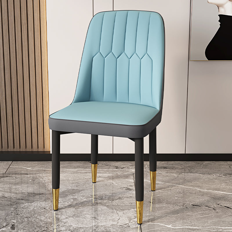 Modern Backrest Armless Cushion Chair with Metal Legs for Dining Room