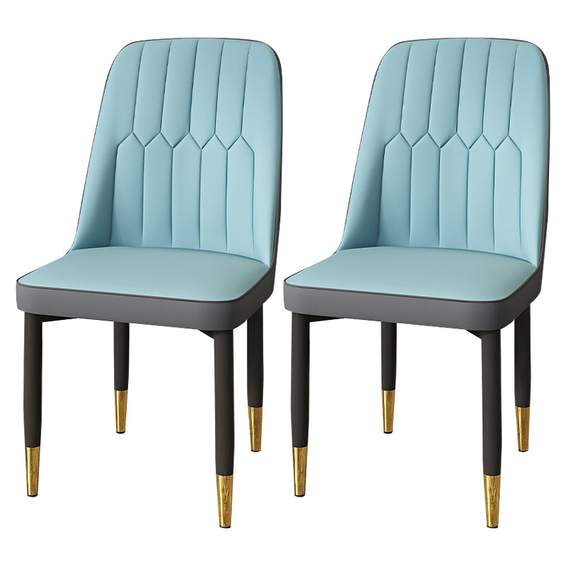 Modern Backrest Armless Cushion Chair with Metal Legs for Dining Room
