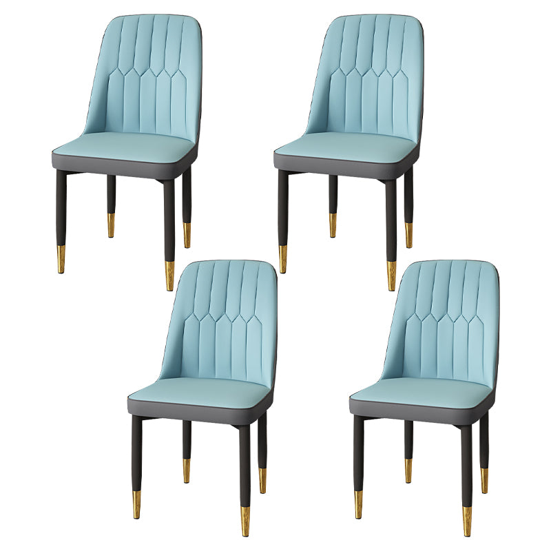 Modern Backrest Armless Cushion Chair with Metal Legs for Dining Room