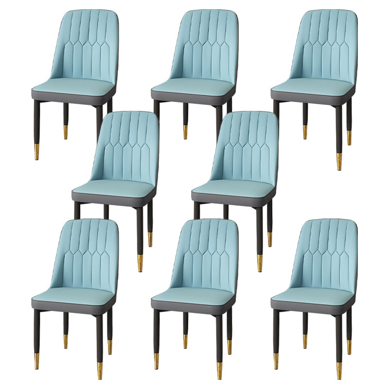 Modern Backrest Armless Cushion Chair with Metal Legs for Dining Room
