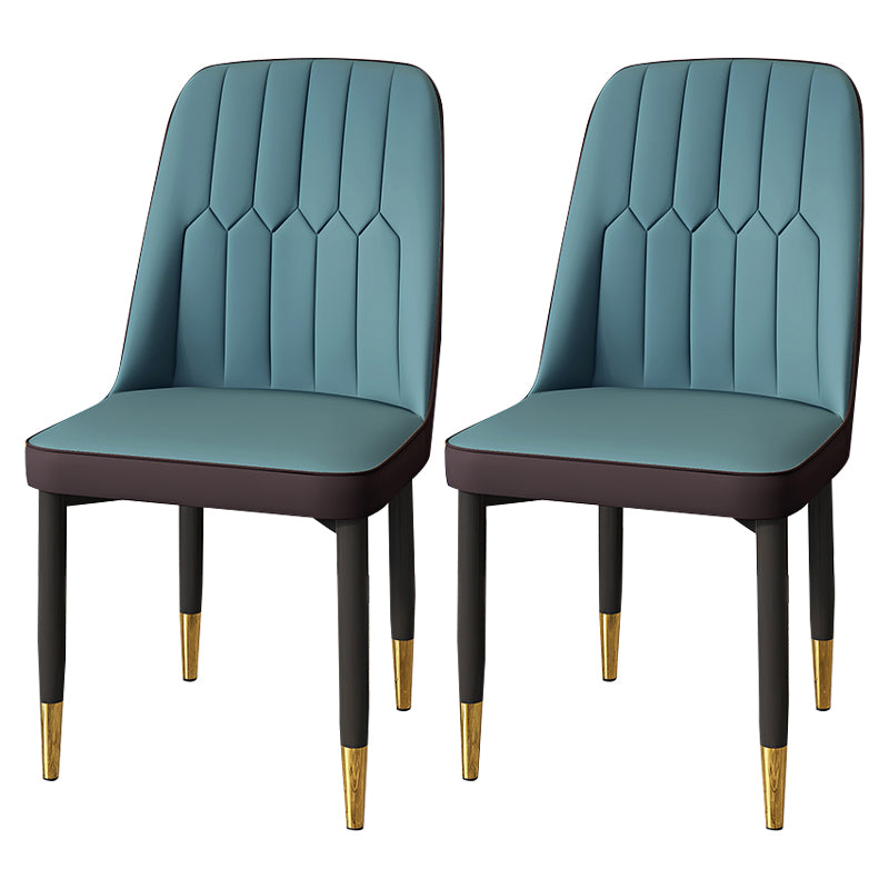Modern Backrest Armless Cushion Chair with Metal Legs for Dining Room