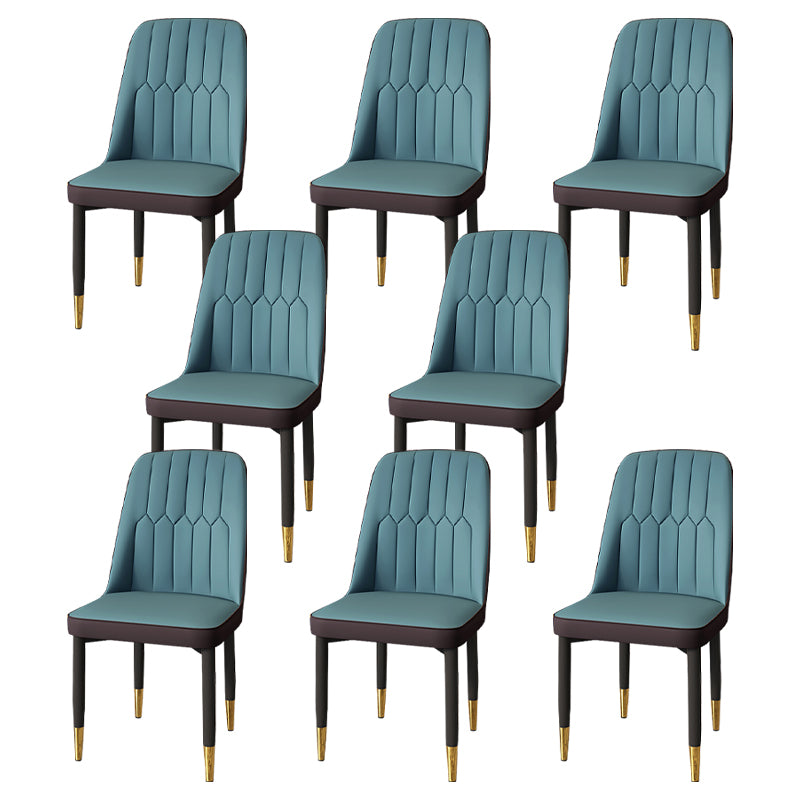 Modern Backrest Armless Cushion Chair with Metal Legs for Dining Room