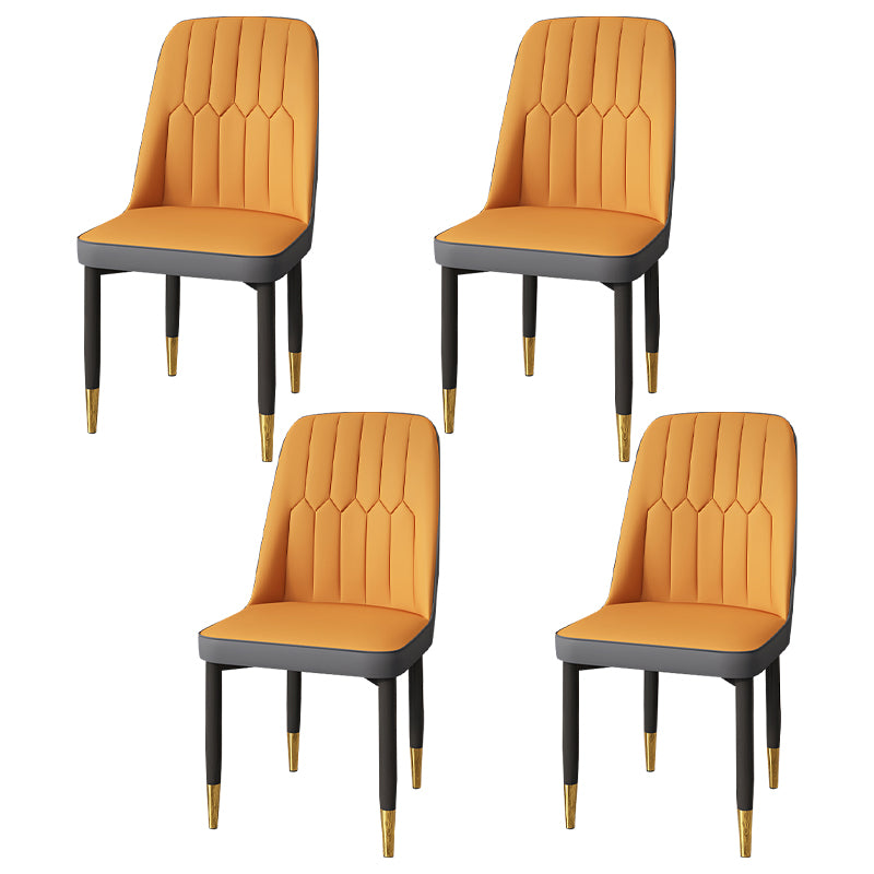 Modern Backrest Armless Cushion Chair with Metal Legs for Dining Room