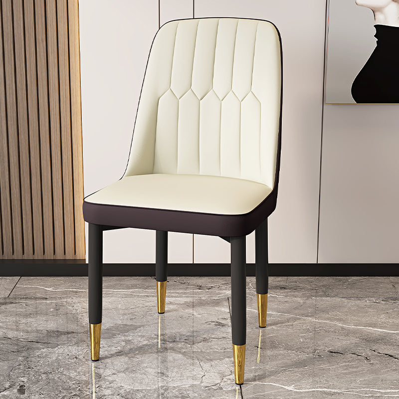Modern Backrest Armless Cushion Chair with Metal Legs for Dining Room