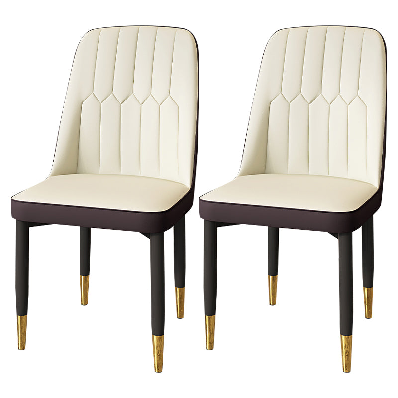 Modern Backrest Armless Cushion Chair with Metal Legs for Dining Room