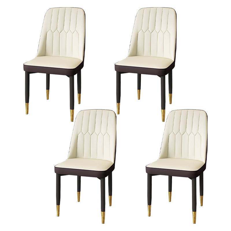 Modern Backrest Armless Cushion Chair with Metal Legs for Dining Room