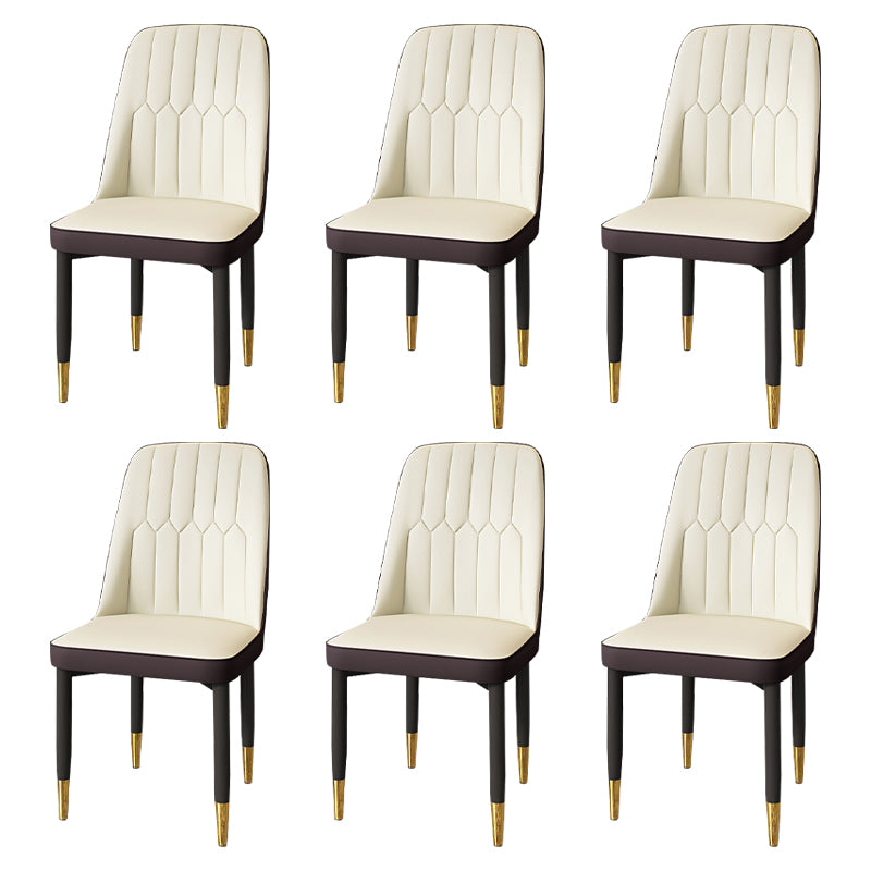 Modern Backrest Armless Cushion Chair with Metal Legs for Dining Room