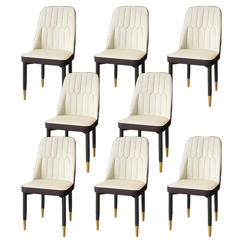 Modern Backrest Armless Cushion Chair with Metal Legs for Dining Room