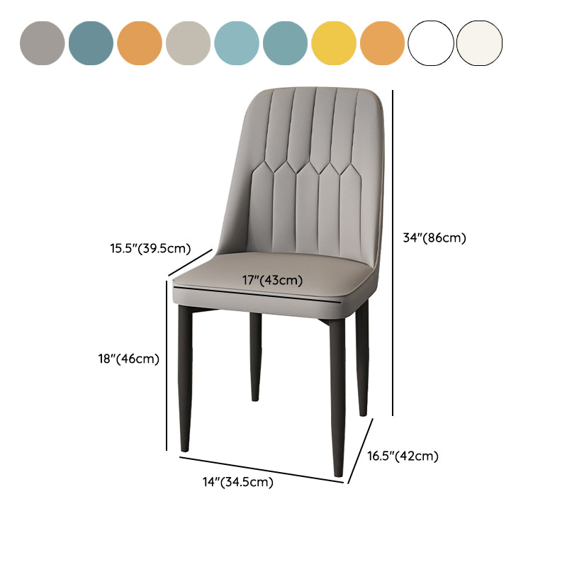 Modern Backrest Armless Cushion Chair with Metal Legs for Dining Room