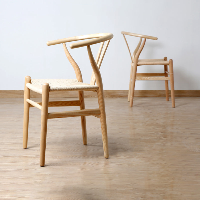 Modern Armrest Backrest Chair with Wooden Legs for Dining Room