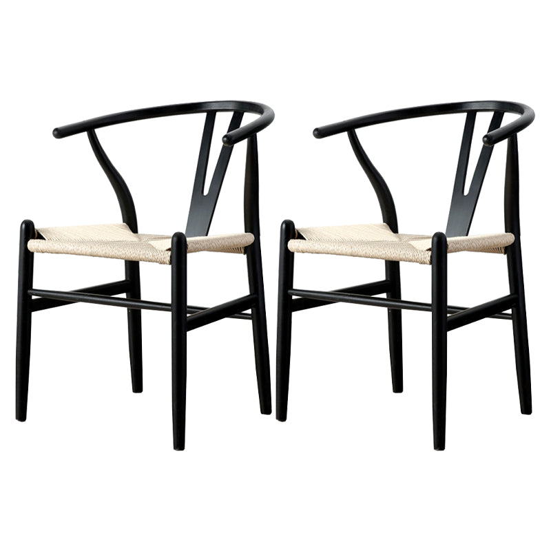 Modern Armrest Backrest Chair with Wooden Legs for Dining Room