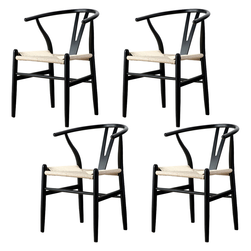 Modern Armrest Backrest Chair with Wooden Legs for Dining Room