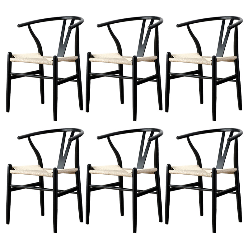 Modern Armrest Backrest Chair with Wooden Legs for Dining Room