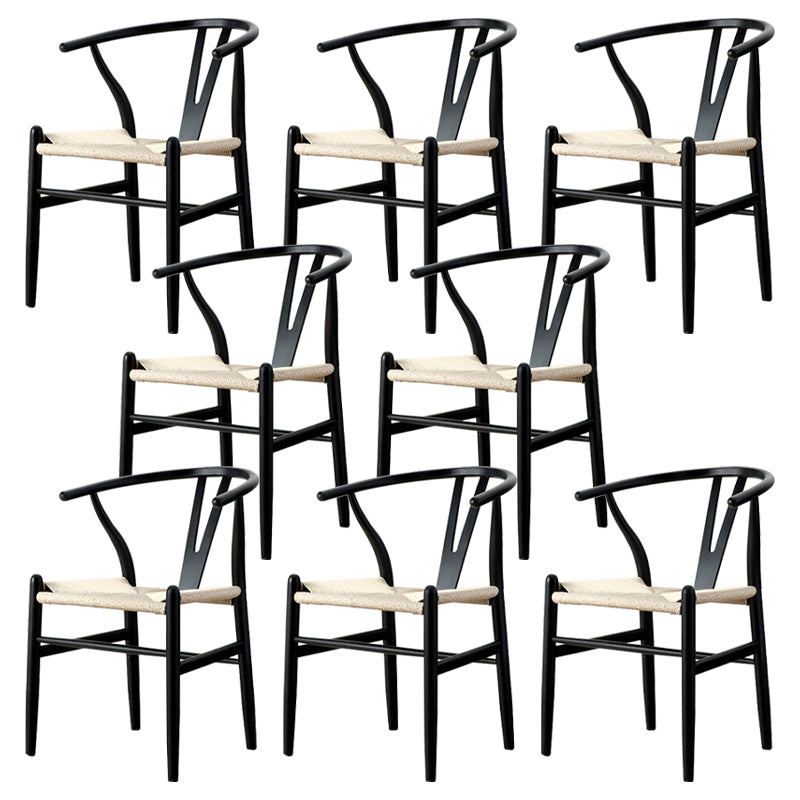 Modern Armrest Backrest Chair with Wooden Legs for Dining Room