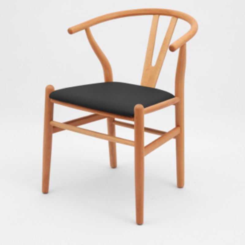 Modern Armrest Backrest Chair with Wooden Legs for Dining Room