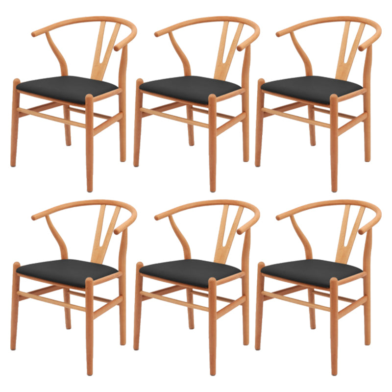 Modern Armrest Backrest Chair with Wooden Legs for Dining Room