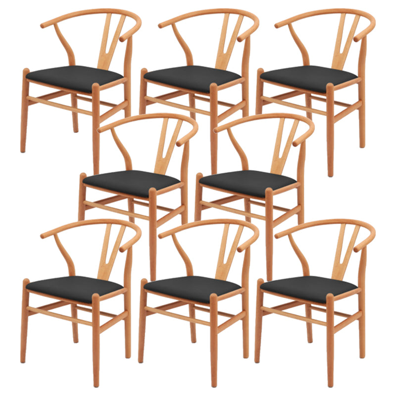 Modern Armrest Backrest Chair with Wooden Legs for Dining Room