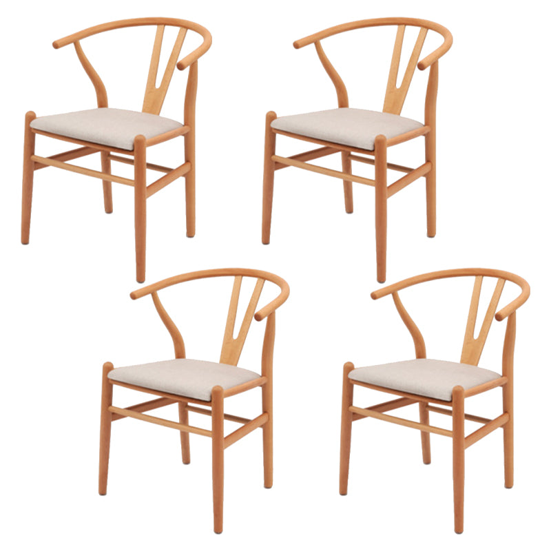 Modern Armrest Backrest Chair with Wooden Legs for Dining Room