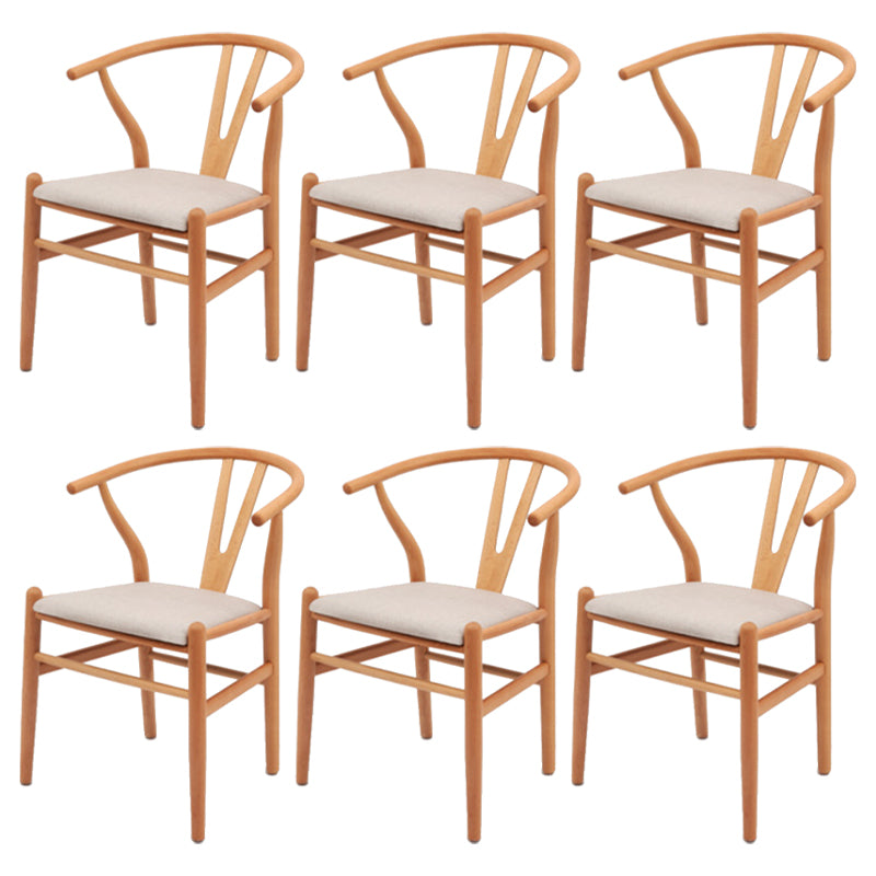 Modern Armrest Backrest Chair with Wooden Legs for Dining Room