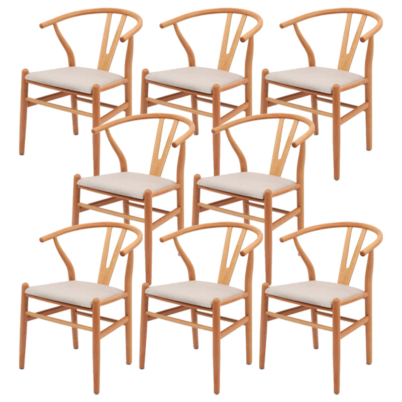 Modern Armrest Backrest Chair with Wooden Legs for Dining Room
