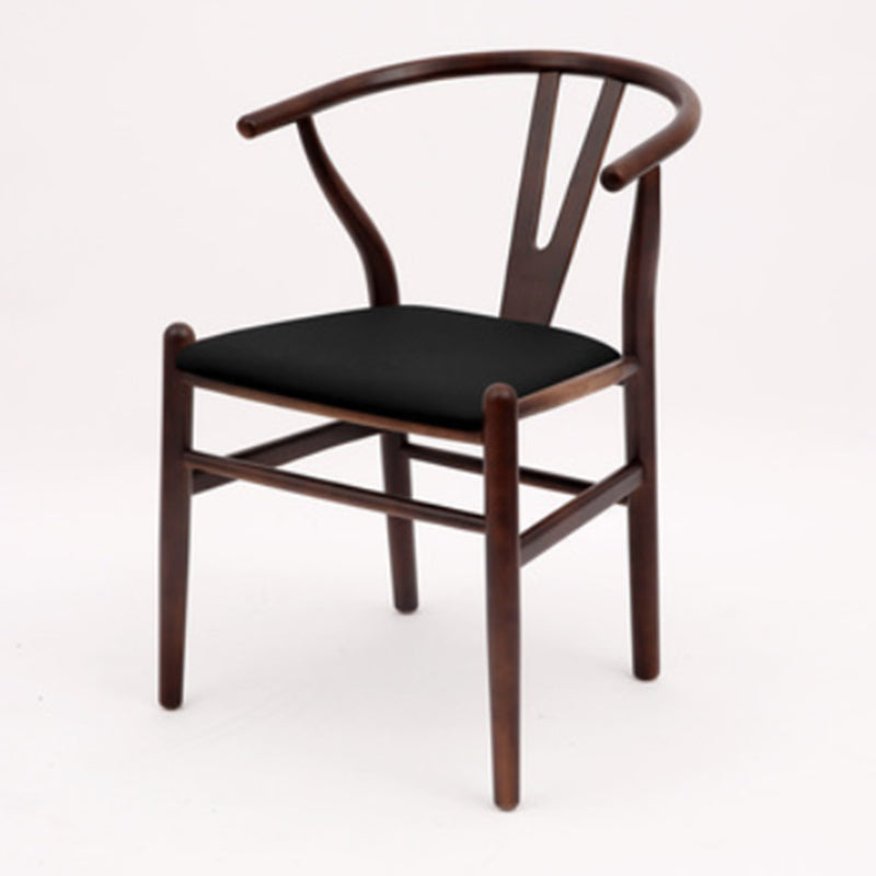 Modern Armrest Backrest Chair with Wooden Legs for Dining Room