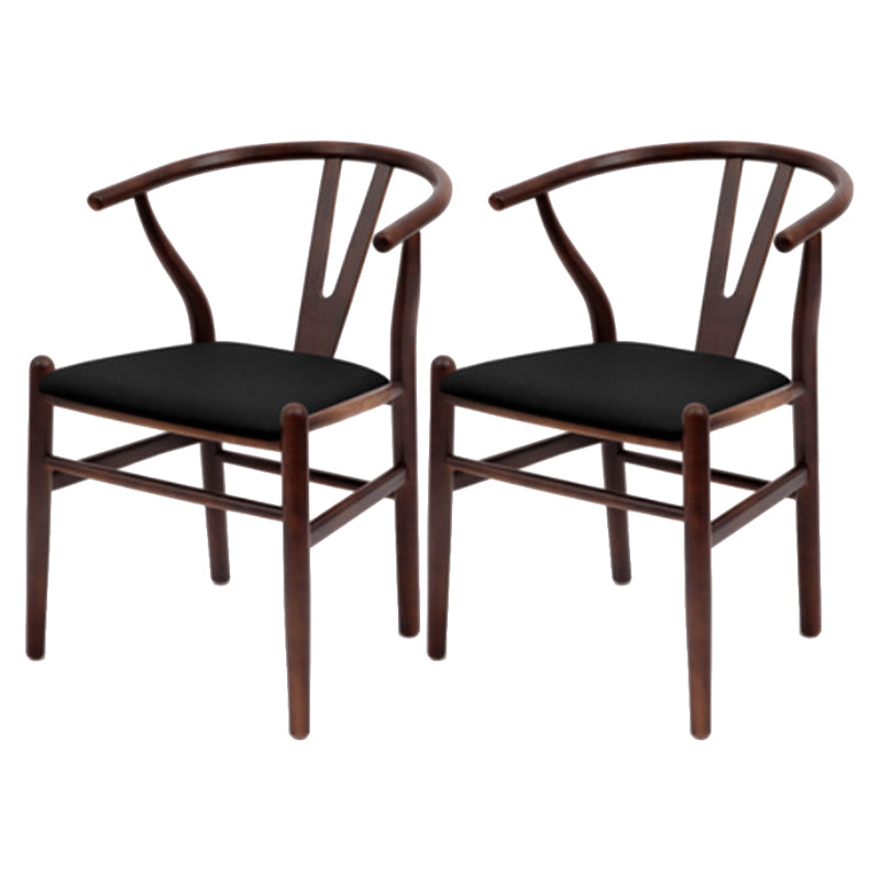 Modern Armrest Backrest Chair with Wooden Legs for Dining Room