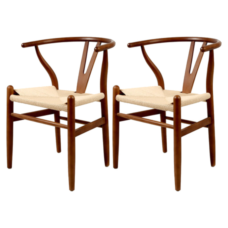 Modern Armrest Backrest Chair with Wooden Legs for Dining Room