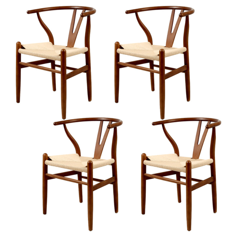 Modern Armrest Backrest Chair with Wooden Legs for Dining Room